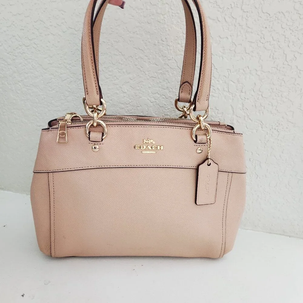 Like New Coach Mini Brooke Blush Leather Shoulder Bag Purse - Picture 3 of 17
